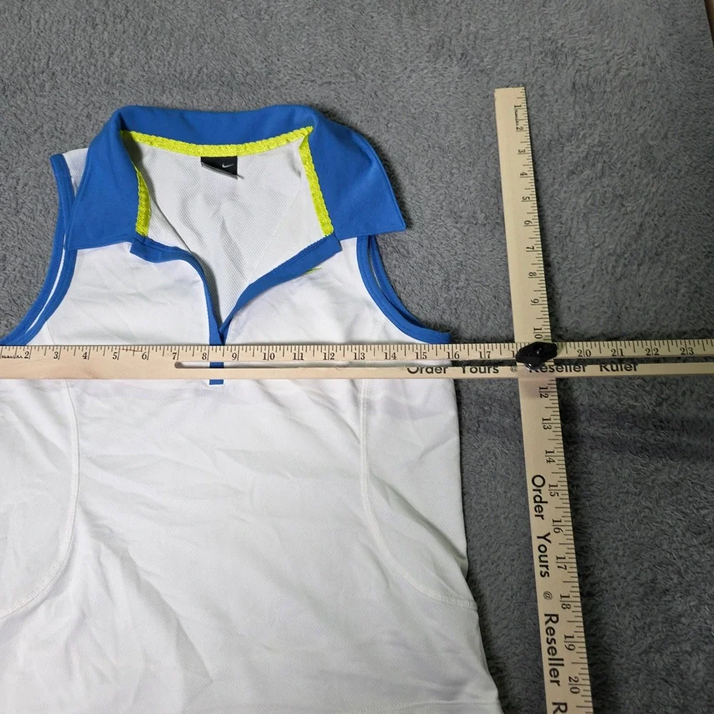 Nike Womens Small Sleeveless Polo Shirt White Blue Sphere Dry Tennis Golf Top